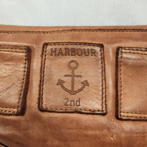 Harbour 2nd Cognac Moon Genuine Leather Clutch Belt Bag Crossbody Fanny Pack GUC - Picture 3 of 9